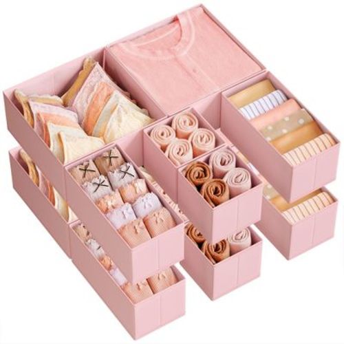 Set of 12 Foldable Fabric Drawer Organizers, 3-Size Storage Bins for Socks Underwear Accessories