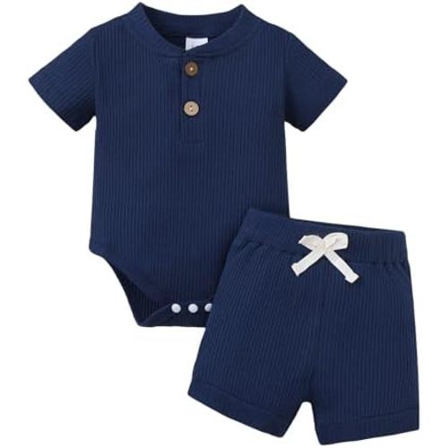Jecson Newborn Boy Clothes Baby Boy Outfits Set Baby Boy Summer Clothes Soft Cotton Short Sleeve Top and Shorts for 0-18M