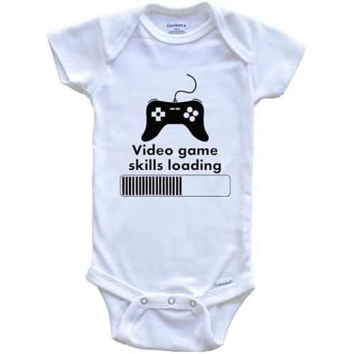 Video Game Skills Loading Funny Video Games Gaming One Piece Baby Bodysuit