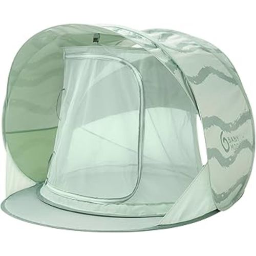 Babymoov Moov & Protect Anti-UV Cooling Beach Tent for Babies with Integrated Mosquito Net, Portable, Green Lagoon (Summer 2025 Edition)