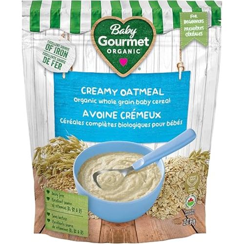 Baby Gourmet Organic Baby Cereal, Creamy Oatmeal, Stage 1, 6 x 227g | Clean Label Certified | Packed in Canada | Iron-Rich, No Added Sugar, Organic Ingredients