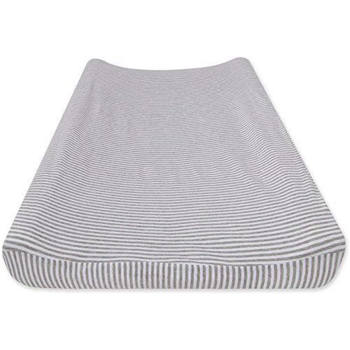 Burt's Bees Baby - Bee Essentials Stripe Changing Pad Cover, 100% Organic for Standard 16” x 32” Changing Pad (Heather Grey)