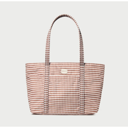 Mira Brown Gingham Everyday Tote | Totes | Handbags