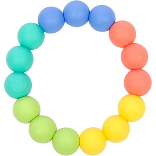 morepeas Rainbow Ring Teether | Soft, Easy Grip Unisex Teether Toy | Silicone Baby Teether Ring to Help Soothe Gums | Non-Toxic and BPA Free