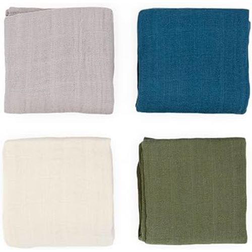 Little Unicorn Cotton Muslin Squares 4 Pack | Nursing, Burping, Feeding, Wiping, Spills | Super Soft and Lightweight Blanket for Baby Boys and Girls | 27.5” x 27.5” (Fern Set)