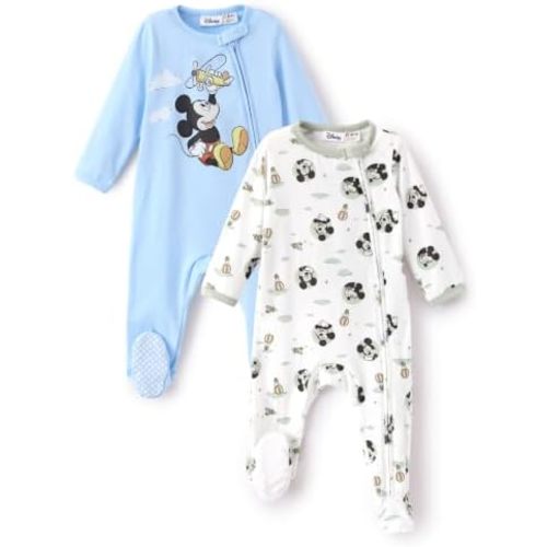Disney Baby 2-Pack Zipper One-Piece Footie Rompers Outfit Newborn to Infant