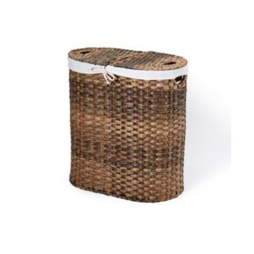 Handwoven Oval Double Laundry Hamper