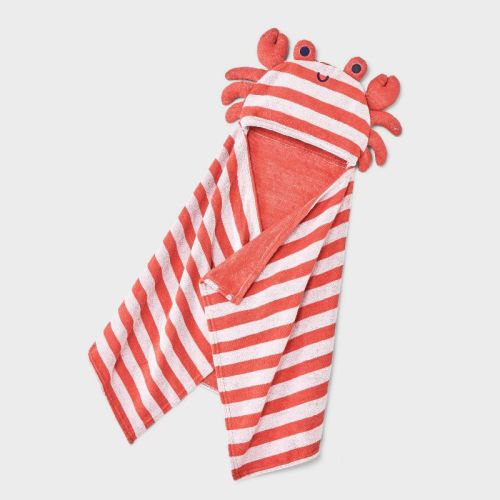 Baby Crab Striped Hooded Beach Towel - Cloud Island™ Red