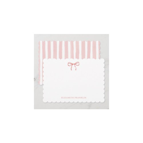 Personalized Baby Stationery Pink Watercolor Bow Note Card | Zazzle