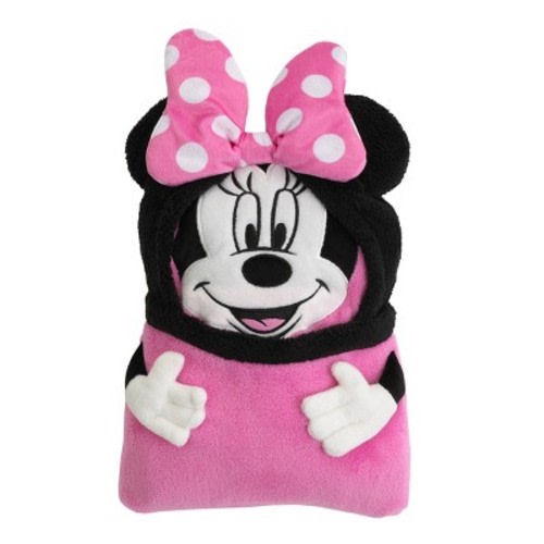 NoJo Disney Let's Party Pink, Black and White Minnie Mouse Character Shaped Toddler Blanket