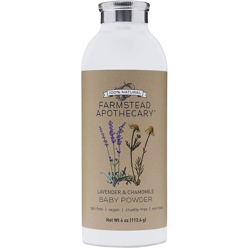 Farmstead Apothecary Plant-Based Baby Powder- (Talc-Free) with Chamomile, Calendula & Lavender 4 oz (1 Pack)