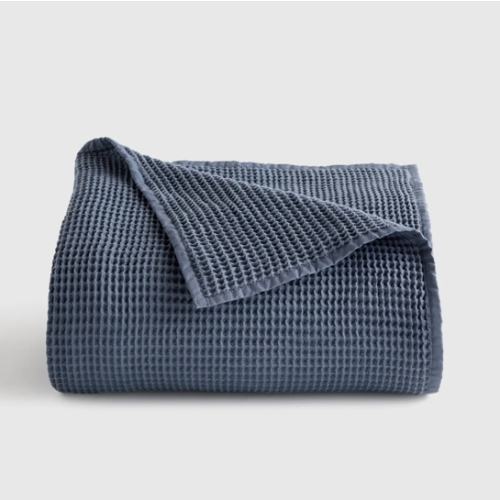Organic Waffle Bed Blanket in Mineral