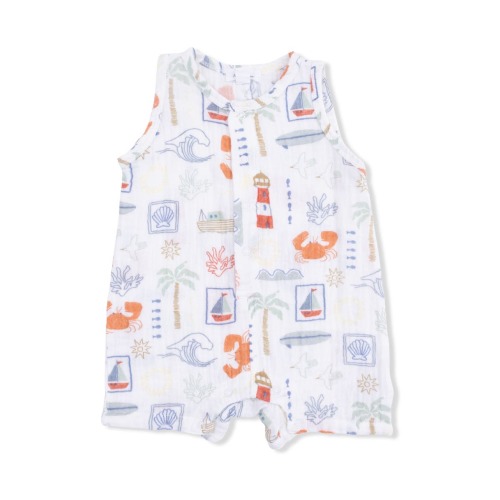 Club Mediterranean Organic Cotton Muslin Romper