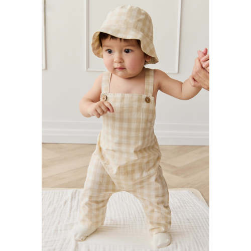 Organic Cotton Kingston Overall - Gingham Pale Khaki – Jamie Kay USA