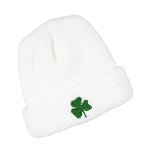 ishopirish Irish Shamrock Infant Baby White Embroidered Kelly Green Knit Hat Cap St. Patrick's Day