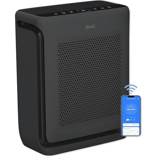 LEVOIT Air Purifiers for Home Large Room Up to 1878 Ft² with Washable Pre-Filter, AHAM VERIFIDE, Air Quality Monitor, HEPA Sleep Mode for Allergies, Pet Hair in Bedroom, Vital 200S-P, Black