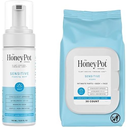 The Honey Pot Company - Feminine Wash & Feminine Wipe Bundle - Includes Unscented Ph Balance Feminine Wash and Wipes for Women - Herbal Infused Feminine Care Products - Sensitive