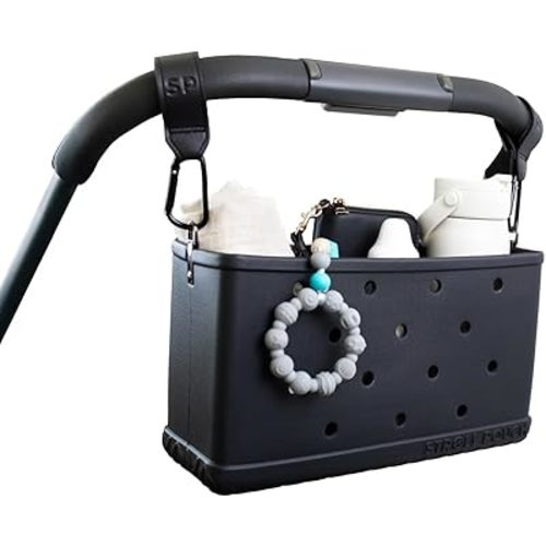 Stroll Pouch - Universal EVA Baby Stroller Organizer with Shoulder Strap & Non-Slip Hooks. Wagon, Trike, Pet, Double Stroller Accessory. Lightweight, Washable, Durable EVA Caddy.