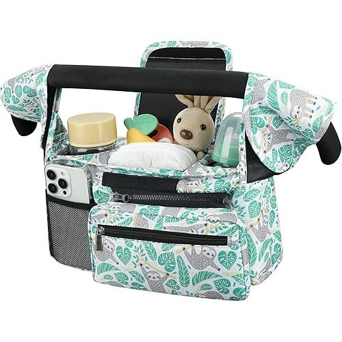 Accmor Universal Stroller Organizer with Insulated Cup Holder Detachable Phone Bag and Shoulder Strap,Stroller Bag Caddy Organizer Fits for Uppababy, Baby Jogger, Britax Strollers