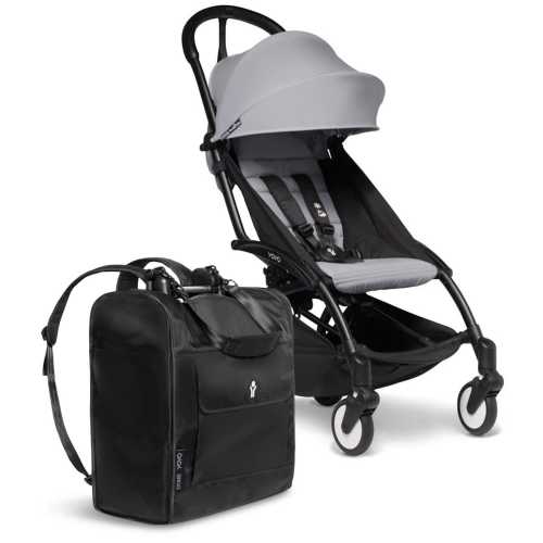 Stokke YOYO2 Ultra Compact 6+ Stroller + Backpack Bundle - Black / Stone