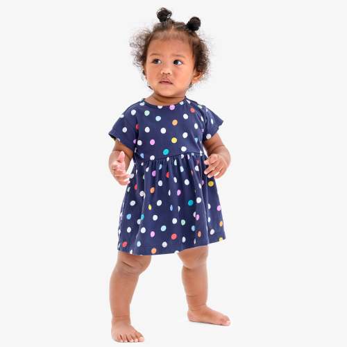 Clearance baby dress in rainbow confetti dots | Primary.com