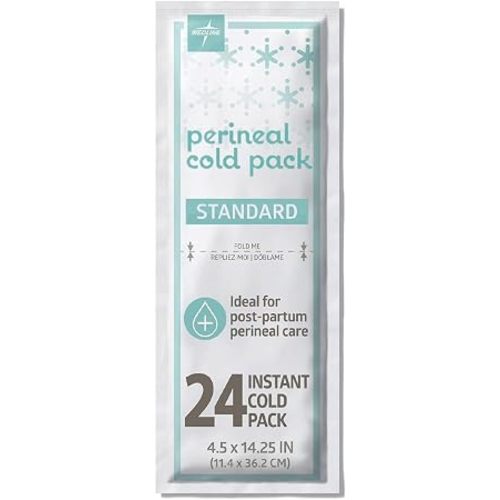 Medline Premium Perineal Cold Packs for Postpartum Care with Adhesive Strip (24 Count) Each Absorbent Pad is 4.5" x 14.25" Perfect for your After Delivery Postpartum Essentials Kit