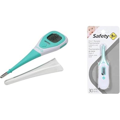 Safety 1st 3-in-1 Thermometer Bundle with Rapid Read & Analog Nursery Thermometers, Aqua