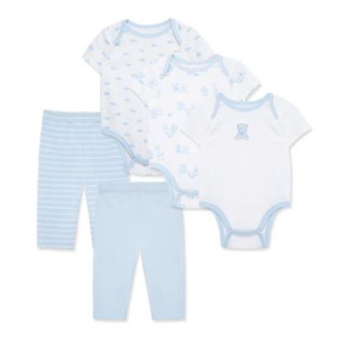Baby Boys Cotton Bears Bodysuits & Pants, 5 Piece Set