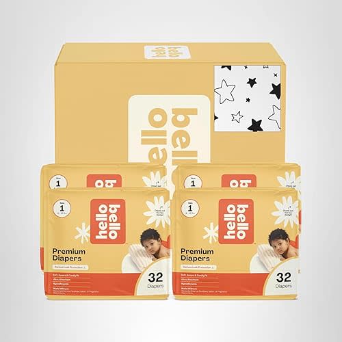 Hello Bello Diapers, Size 1 (8-12 lbs) Superstars - 128 Count Value Pack of Premium Disposable Baby Diapers, Hypoallergenic with Soft, Cloth-Like Feel