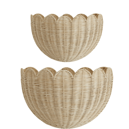 Lola Scalloped Wall Basket, Handmade & Natural by BEBE BASK – BEBE BASK