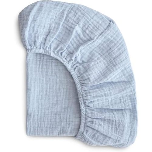 Cotton Newborn Lounger Cover, Removable Cover with Hidden Zipper Soft Baby Lounger Cover Round Lounger Slipcover for Infant Lounger Pillow (Only Cover) (Blue(Muslin))