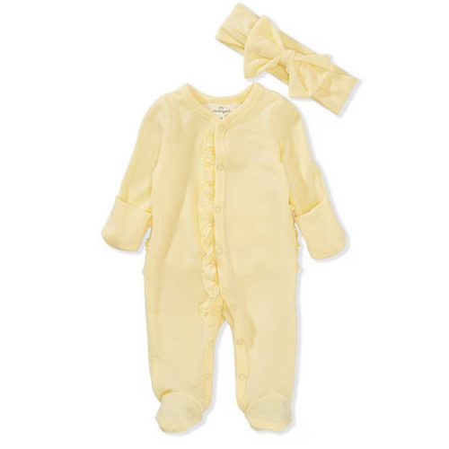 Starting Out Baby Girls Long Sleeve Ruffle Footie Coverall & Matching Bow Headband Set | Dillard's