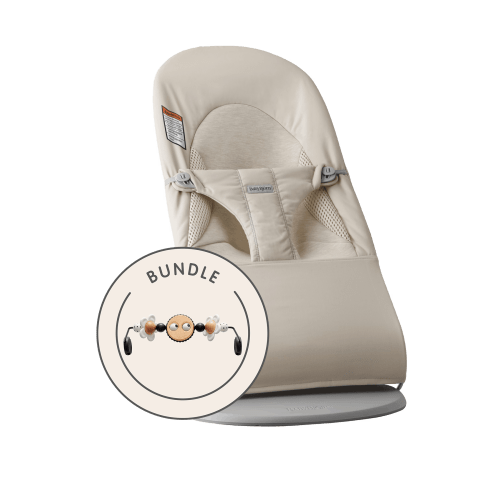 Bouncer Bundle with Toy: Light beige - Woven/Jersey, Tri-Fabric