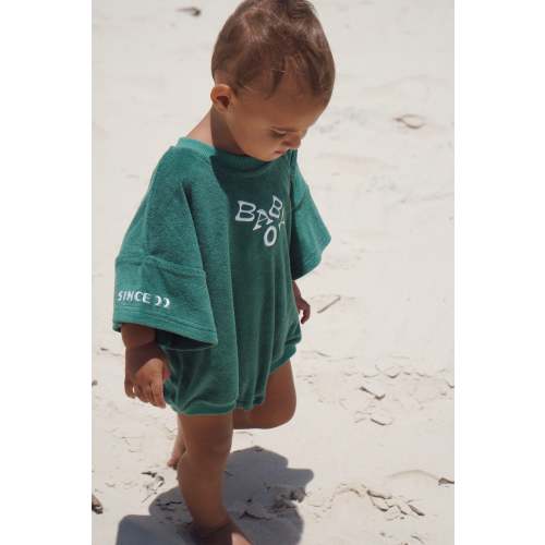 Terry Logo Romper - Emerald