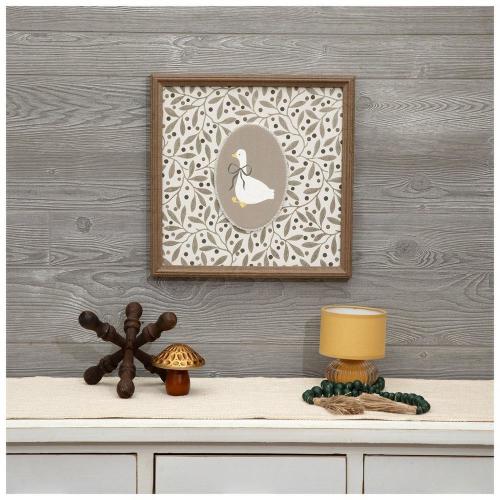 Goose Wearing Bow Floral Wood Wall Decor