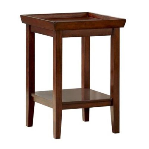 Ledgewood End Table Espresso - Breighton Home: Solid Rubberwood, Raised Edge, Storage Shelf