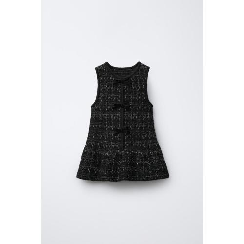 SPARKLY BOW VELVET KNIT DRESS - Black | ZARA United States