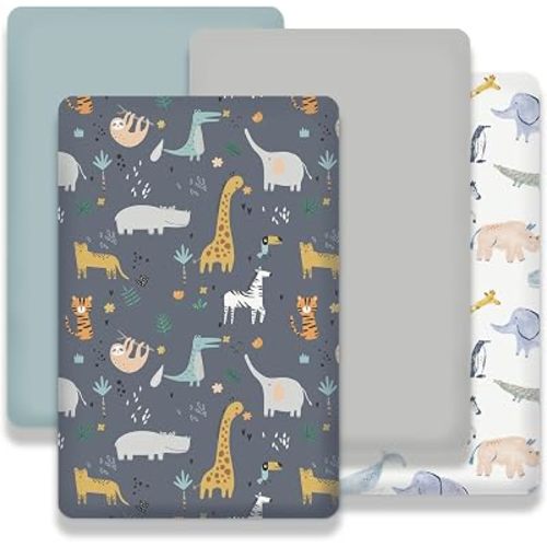 Plushii 4PK Mini Crib Sheets,Pack and Play Sheet for Baby Boys,Fauna