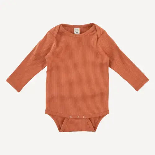 long sleeve lap neck bodysuit | rust | organic cotton single rib