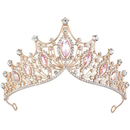 Fesciory Gold Crown for Women Crystal Princess Tiaras Rhinestone Queen Headband Wedding Bridal Hair Accessories Birthday Prom Pageant Party Coming of Age Ceremony Photo Props