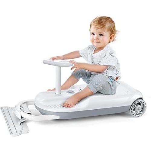 Ages 3 Years and Up Portable Kids Electric Go Kart - 0-5mph Adjustable Speed Ride On Car Silent PU Wheels Cleaning Go Kart for Kids 4 Hours of Long-Lasting Battery Life 12v Ride on Toys (GK518)
