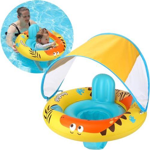 Swimbobo Inflatable Baby Swimming Float with Safe Seat and Canopy for Age 6-36 Months Toddler
