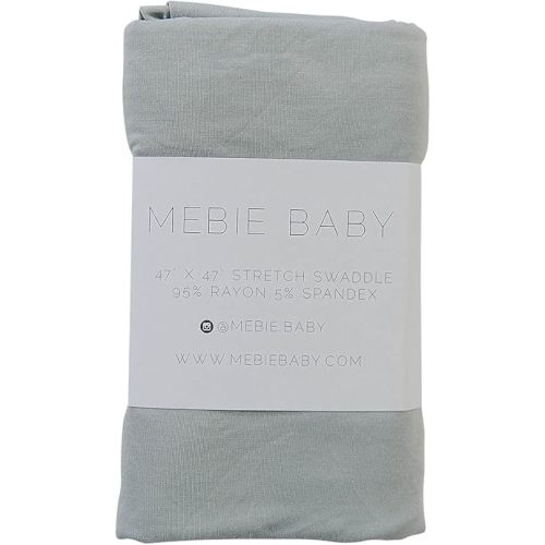 Mebie Baby Sage Stretch Swaddle, Modern and Neutral Swaddle Blanket for Baby Girl or Boy, Soft Baby Blankets, Newborn Swaddle Blanket, 0-3 Month, Comfy Wrap, Baby Essentials & Gifts (47" x 47")