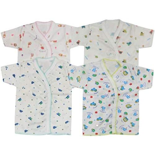 ToBeInStyle Babies' 4 Pack Relaxed Fit Short or Long Sleeve Button Up Kimono Tee Swaddle Shirt
