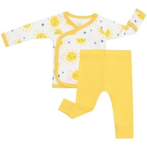 Newborn Baby Girls Clothes-Viscose Made from Bamboo, Long Sleeve Kimono Top and Pants Set Soft Infant Outfits