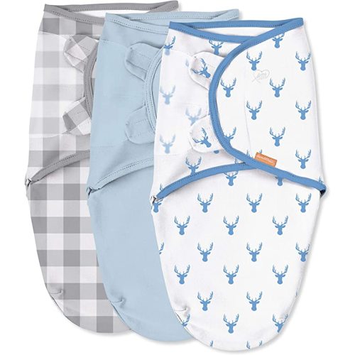 SwaddleMe by Ingenuity Original Swaddle, 100% Cotton, Improves Sleep & Calms Startle Reflex, 0-3 Months, 3-Pack - Oh Deer