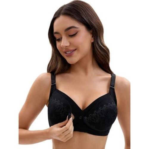 INSPIRE CHIC Women's Nursing Bra Lace Front Closure Adjustable Straps Pumping Maternity Underwear