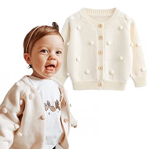 Simplee kids Baby Sweater Cardigan Jacquard Cable-Knit Spring Coat Long Sleeve Cardigan for Baby Girl
