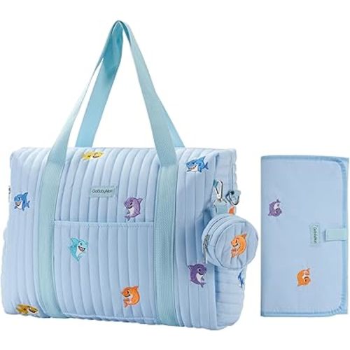 GOBABYMART 3pc Diaper Bag Tote Set, Hospital Bag for Labor & Delivery, Maternity Travel Bag with Changing Pad & Pacifier Case