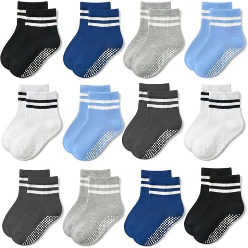 GRPSKCOS Baby Socks Non Slip 12 Pairs Toddler Anti Skid Socks for 0-7 Years Infants Little Kids Boys Girls